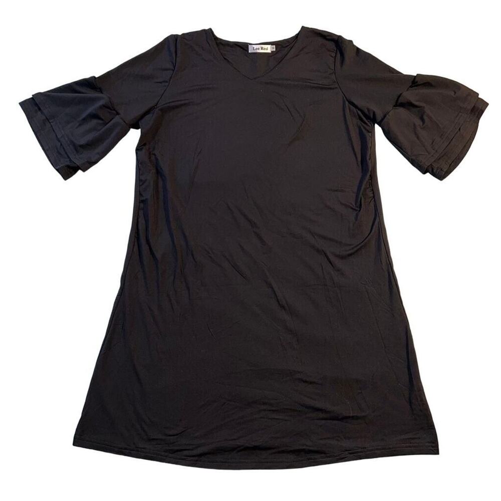 Leo Rosi Womens Kelsey Shirt Dress Bell Sleeve Pullover Black Medium
